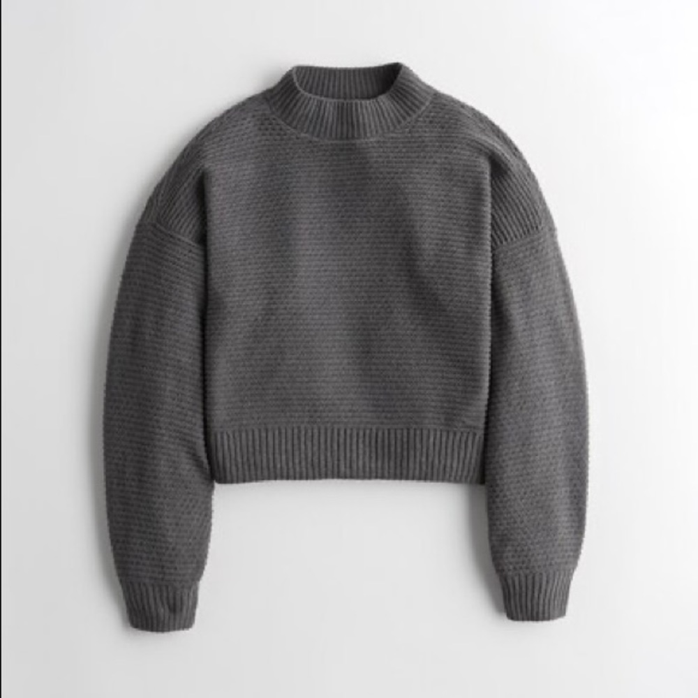 Hollister Chenille Mockneck Sweater Gray